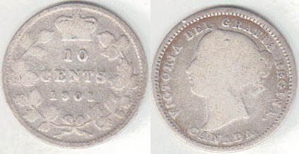 1901 Canada silver 10 Cents A001094